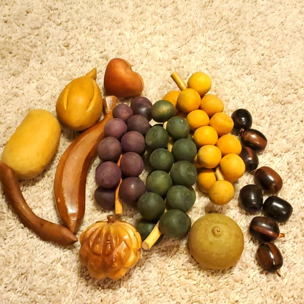 Vtg.  Mid-century wooden fruit